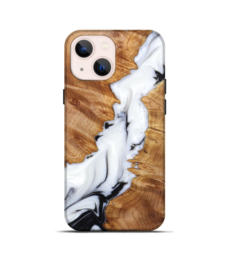 iPhone 13 mini Wood+Resin Live Edge Phone Case - Abdullah (Black & White, 633097)