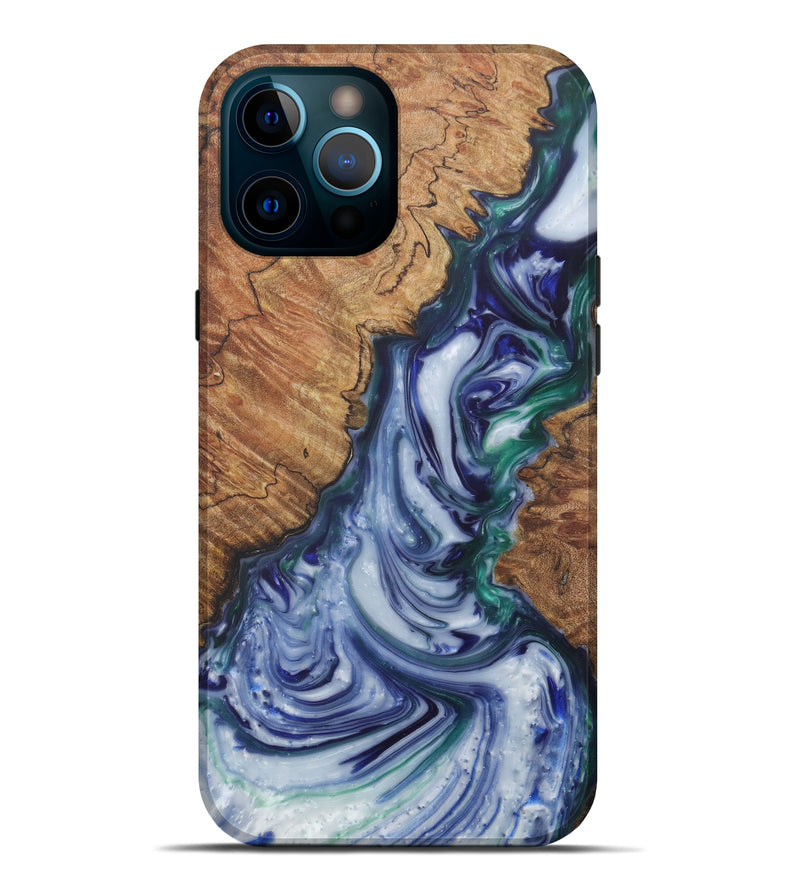 iPhone 12 Pro Max Wood+Resin Live Edge Phone Case - Lina (Dark Blue, 581713)
