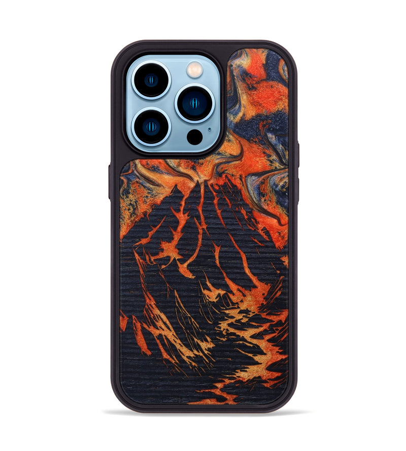iPhone 14 Pro Wood+Resin Phone Case - Hezekiah (Lava, 627085)