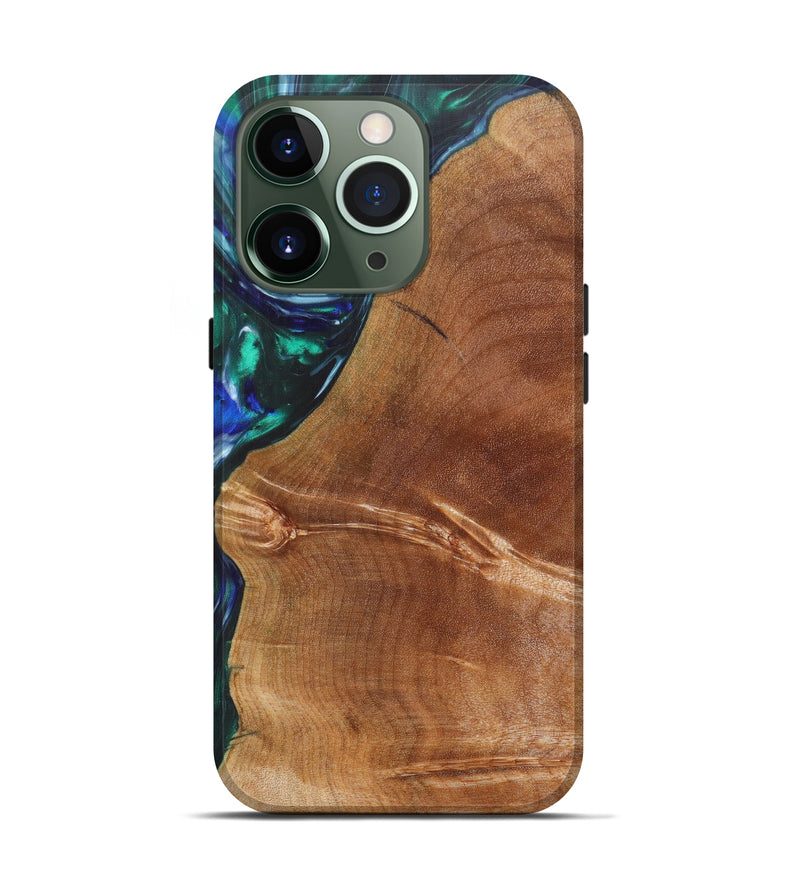 iPhone 13 Pro Wood+Resin Live Edge Phone Case - Ila (Dark Green, 616713)