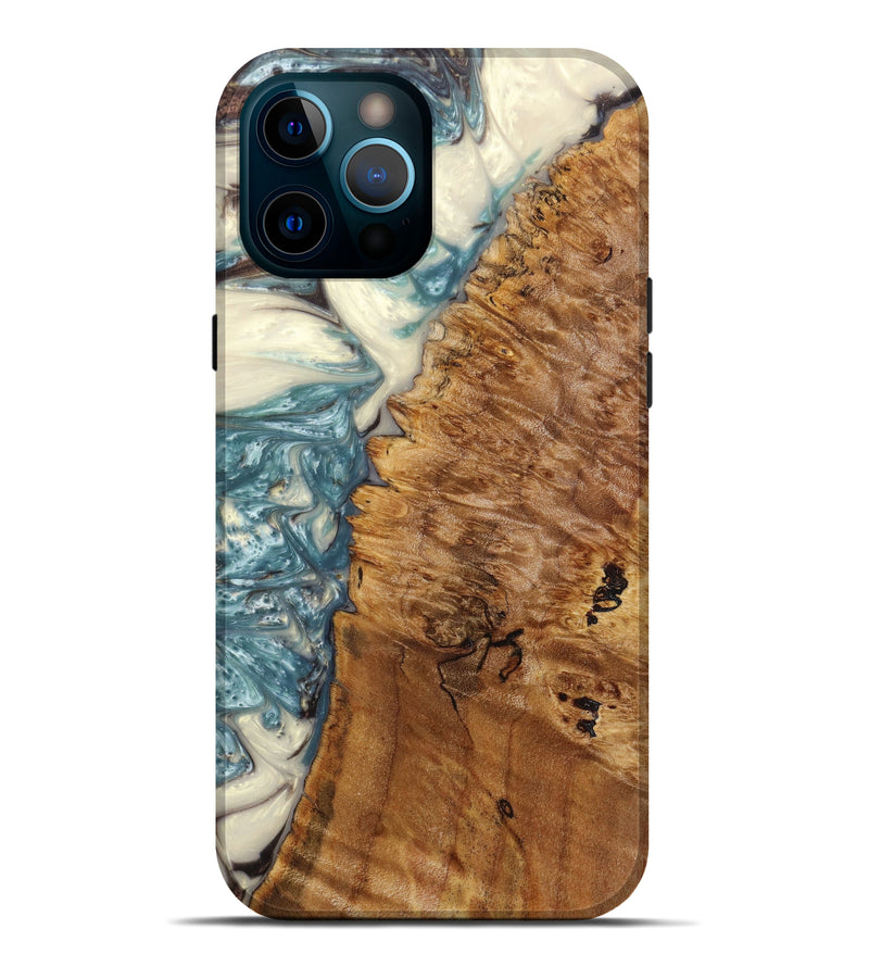 iPhone 12 Pro Max Wood+Resin Live Edge Phone Case - Callie (Blue, 623581)