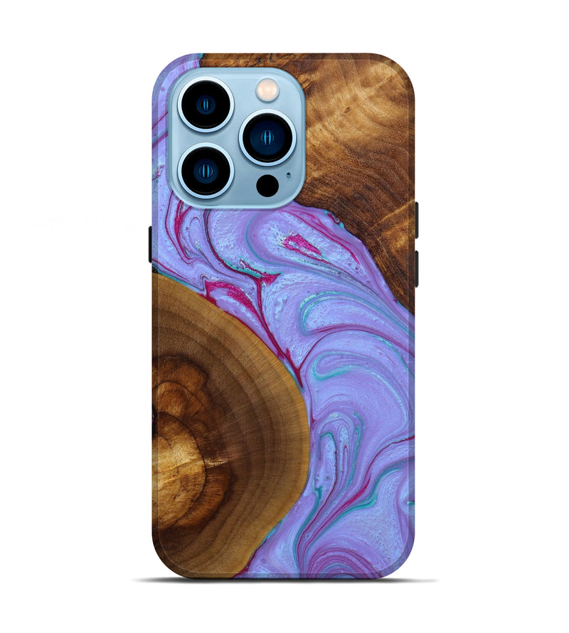 iPhone 14 Pro Wood+Resin Live Edge Phone Case - Giselle (Purple, 644008)