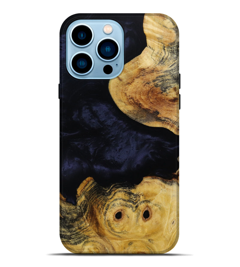 iPhone 14 Pro Max Wood+Resin Live Edge Phone Case - Juanita (Black & White, 644020)