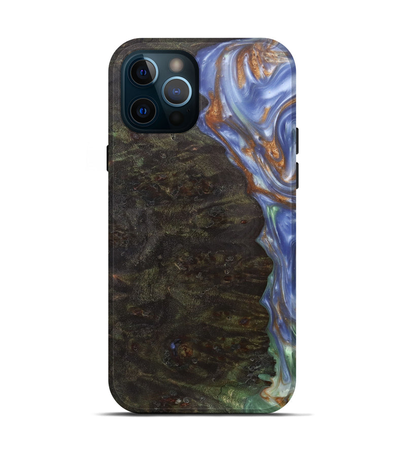 iPhone 12 Pro Wood+Resin Live Edge Phone Case - Linet (Light Blue, 599119)