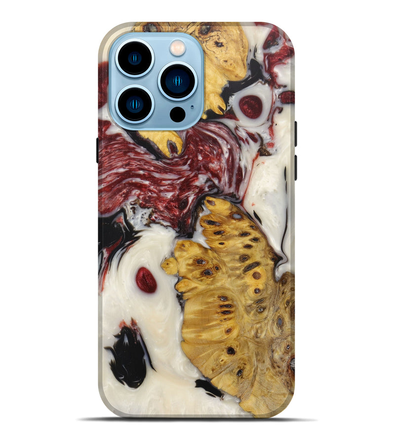 iPhone 14 Pro Max Wood+Resin Live Edge Phone Case - Anita (Red, 641758)
