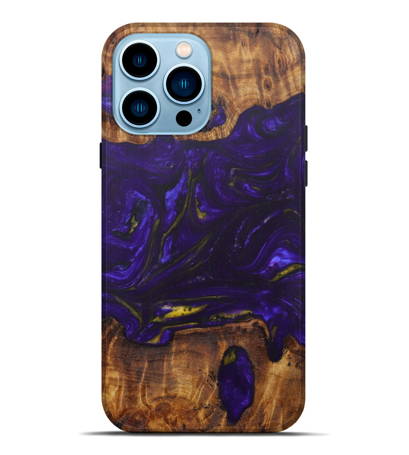 iPhone 14 Pro Max Wood+Resin Live Edge Phone Case - Anette (Purple, 596300)