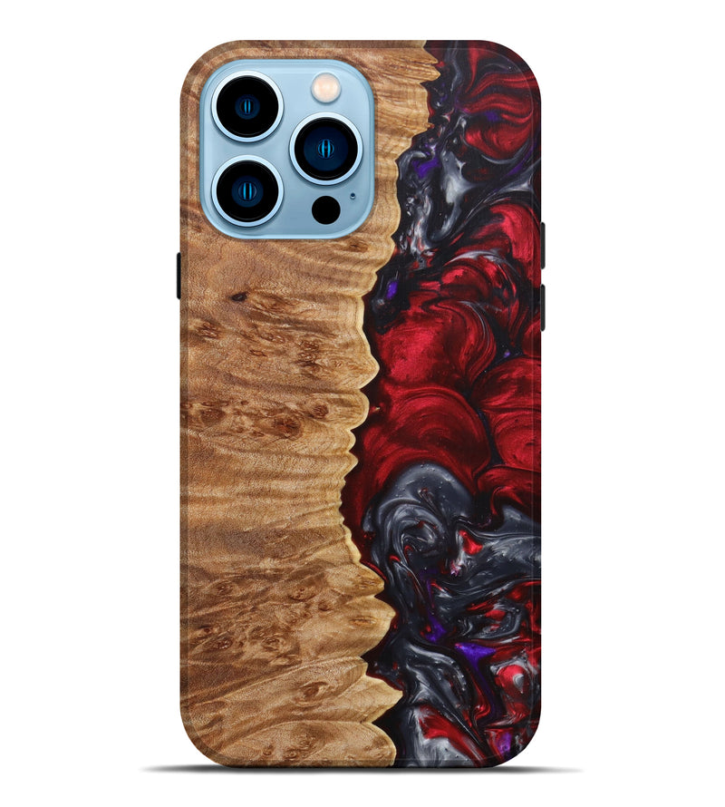 iPhone 14 Pro Max Wood+Resin Live Edge Phone Case - Alexys (Red, 625759)