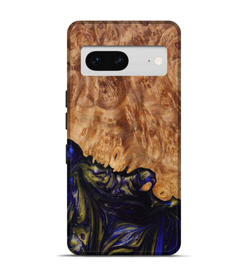 Pixel 7 Wood+Resin Live Edge Phone Case - Alec (Blue, 640504)