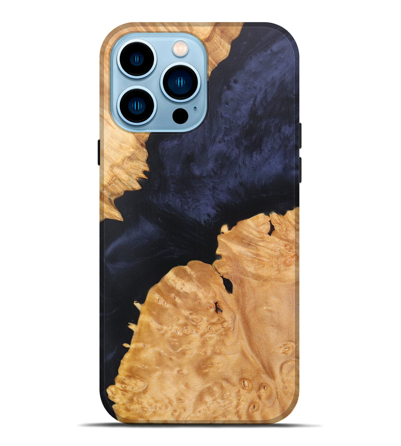 iPhone 14 Pro Max Wood+Resin Live Edge Phone Case - Hyacinthe (Pure Black, 608628)