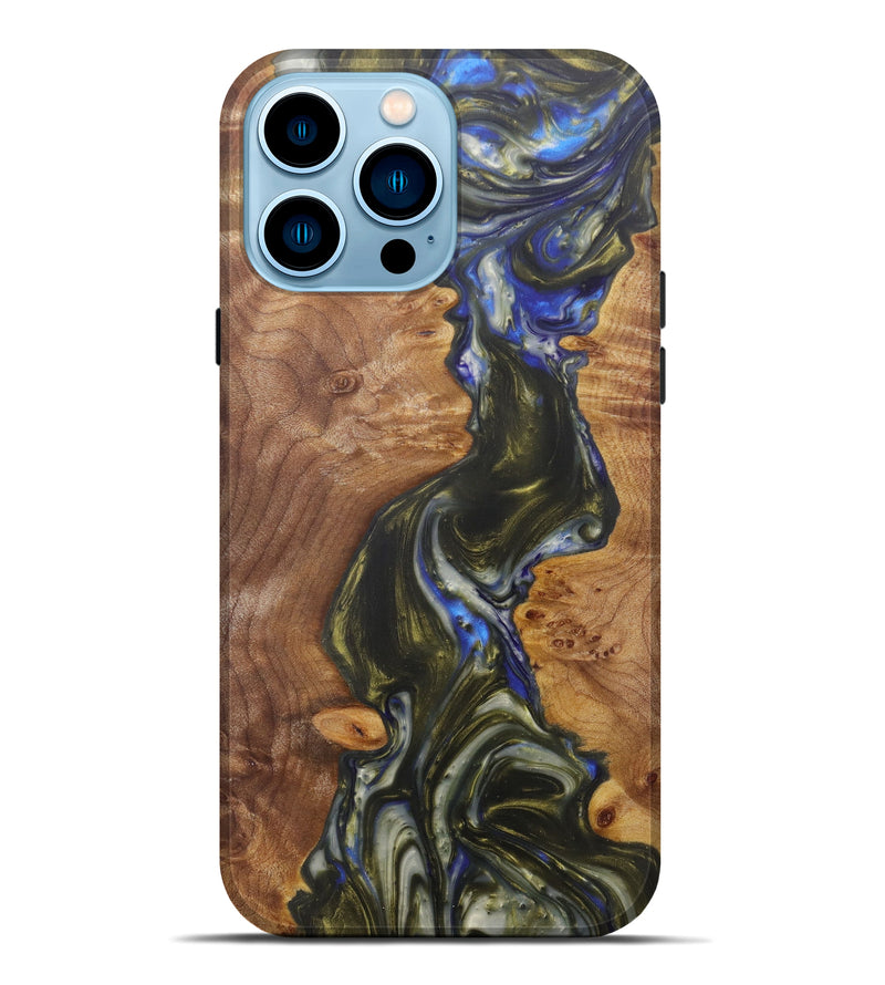 iPhone 14 Pro Max Wood+Resin Live Edge Phone Case - Harm (Metallic, 598612)