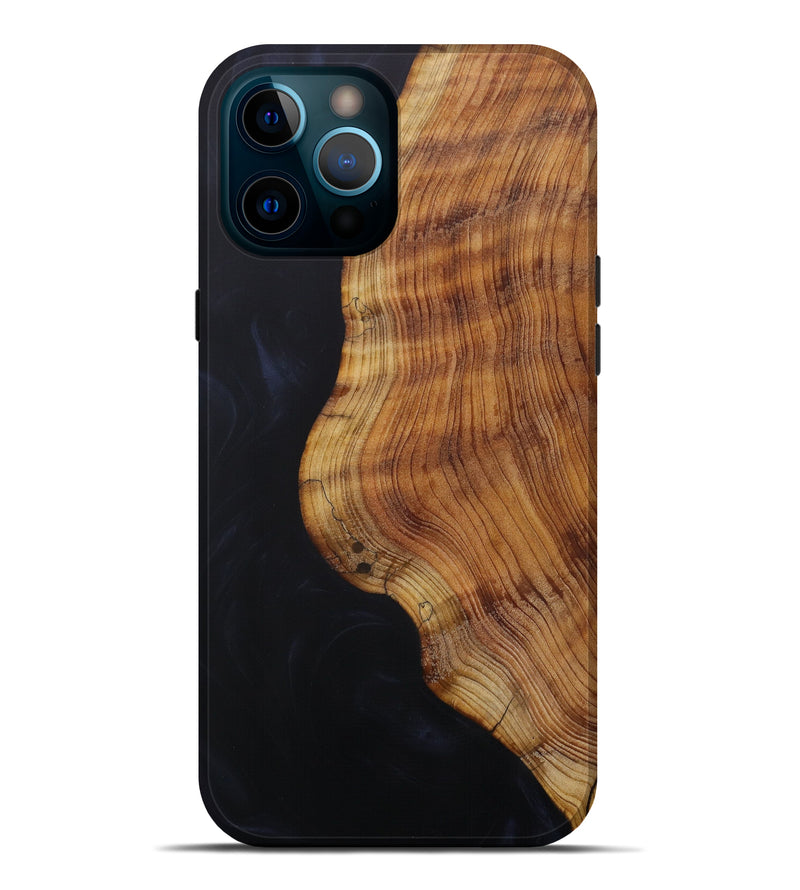 iPhone 12 Pro Max Wood+Resin Live Edge Phone Case - Simeon (Pure Black, 619602)