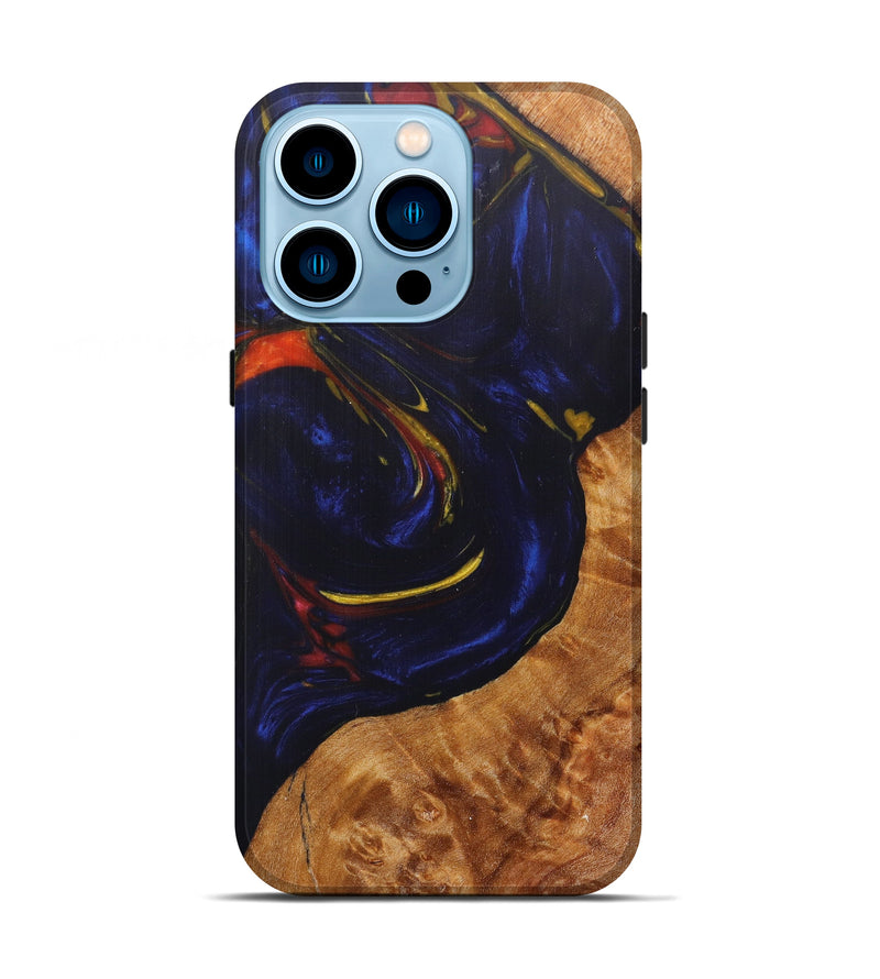iPhone 14 Pro Wood+Resin Live Edge Phone Case - Margaux (Blue, 616704)