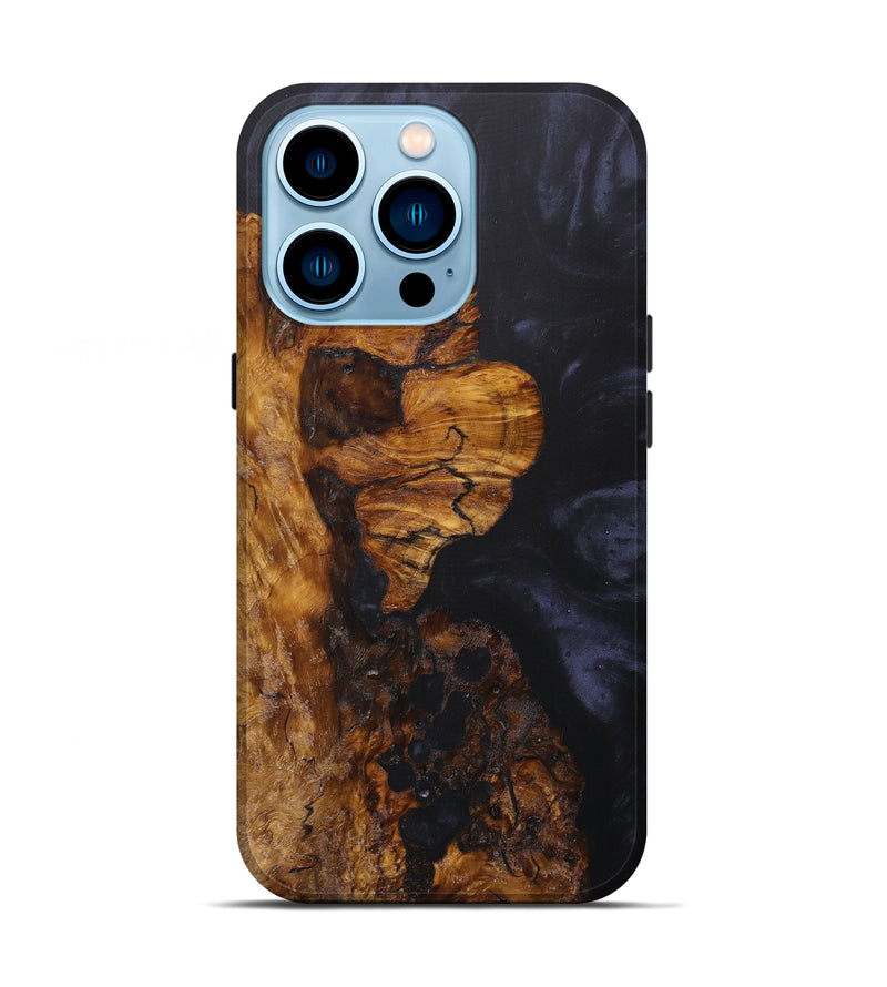 iPhone 14 Pro Wood+Resin Live Edge Phone Case - Krissy (Pure Black, 615872)