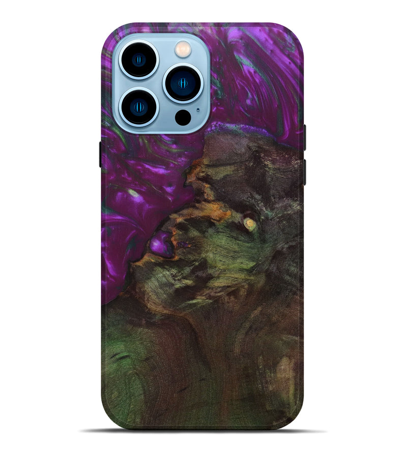 iPhone 14 Pro Max Wood+Resin Live Edge Phone Case - Zain (Purple, 626640)
