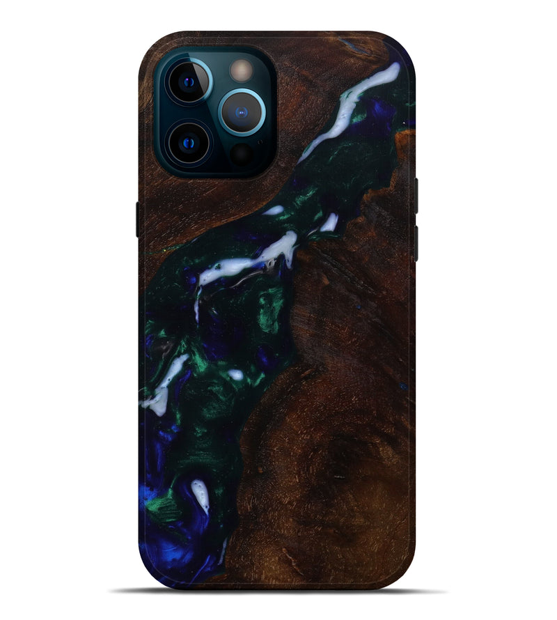 iPhone 12 Pro Max Wood+Resin Live Edge Phone Case - Marely (Green, 642874)
