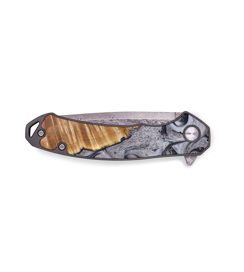 EDC Wood+Resin Pocket Knife - Toby (Black & White, 640333)