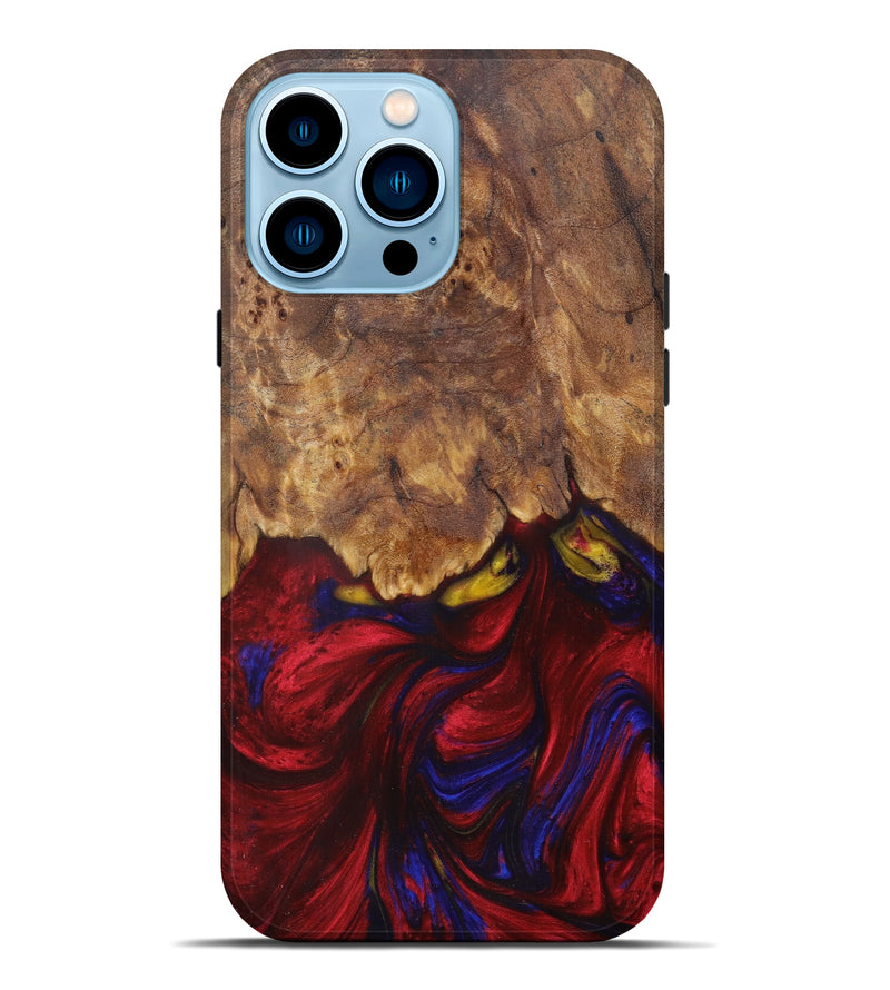 iPhone 14 Pro Max Wood+Resin Live Edge Phone Case - Nichelle (Red, 624531)