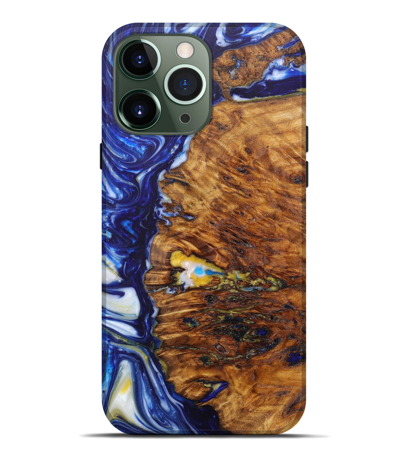 iPhone 13 Pro Max Wood+Resin Live Edge Phone Case - Antonina (Dark Blue, 605558)