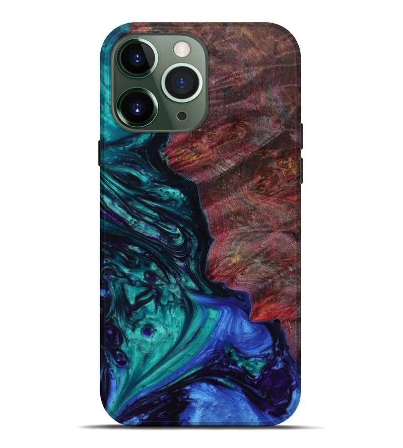 iPhone 13 Pro Max Wood+Resin Live Edge Phone Case - Carlene (Light Blue, 595967)
