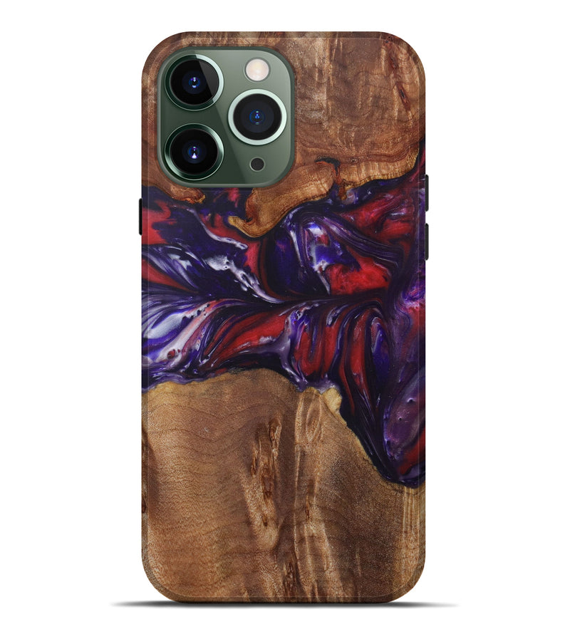 iPhone 13 Pro Max Wood+Resin Live Edge Phone Case - Mikala (Red, 623166)