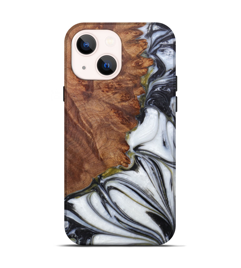 iPhone 14 Wood+Resin Live Edge Phone Case - Jae (Black & White, 597046)