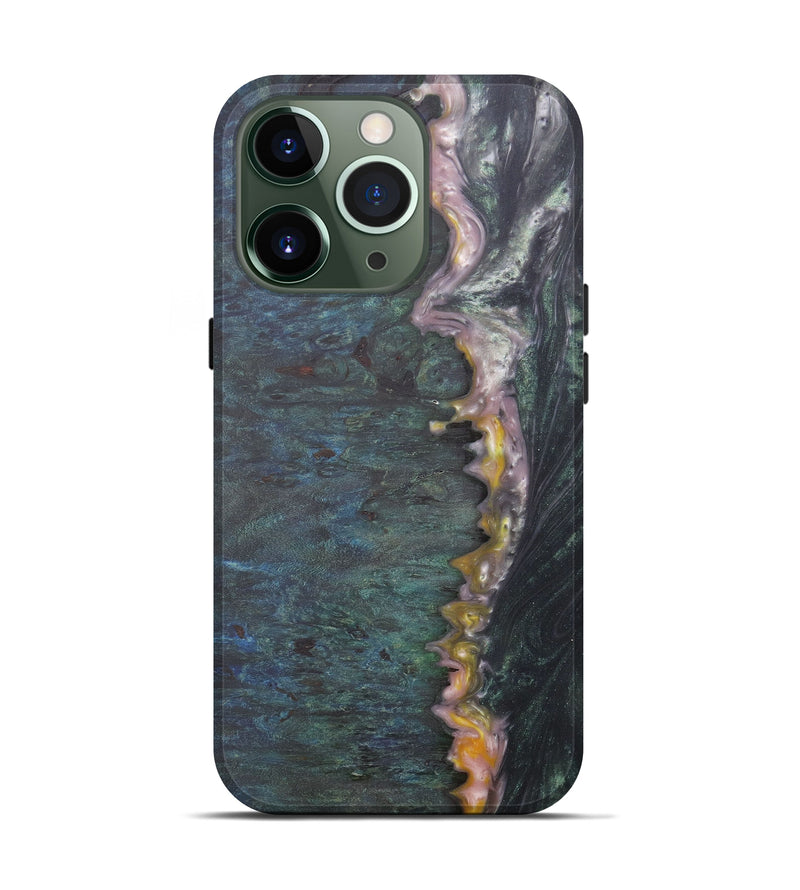 iPhone 13 Pro Wood+Resin Live Edge Phone Case - Dorthy (Dark Green, 574865)