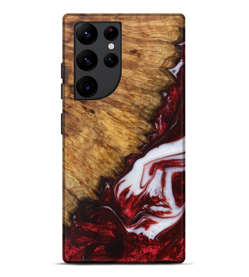 Galaxy S22 Ultra Wood+Resin Live Edge Phone Case - Judie (Dark Red, 610280)