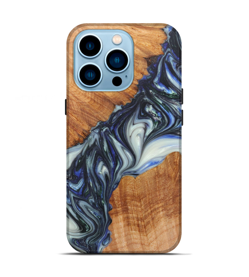 iPhone 14 Pro Wood+Resin Live Edge Phone Case - Elbert (Black & White, 598598)