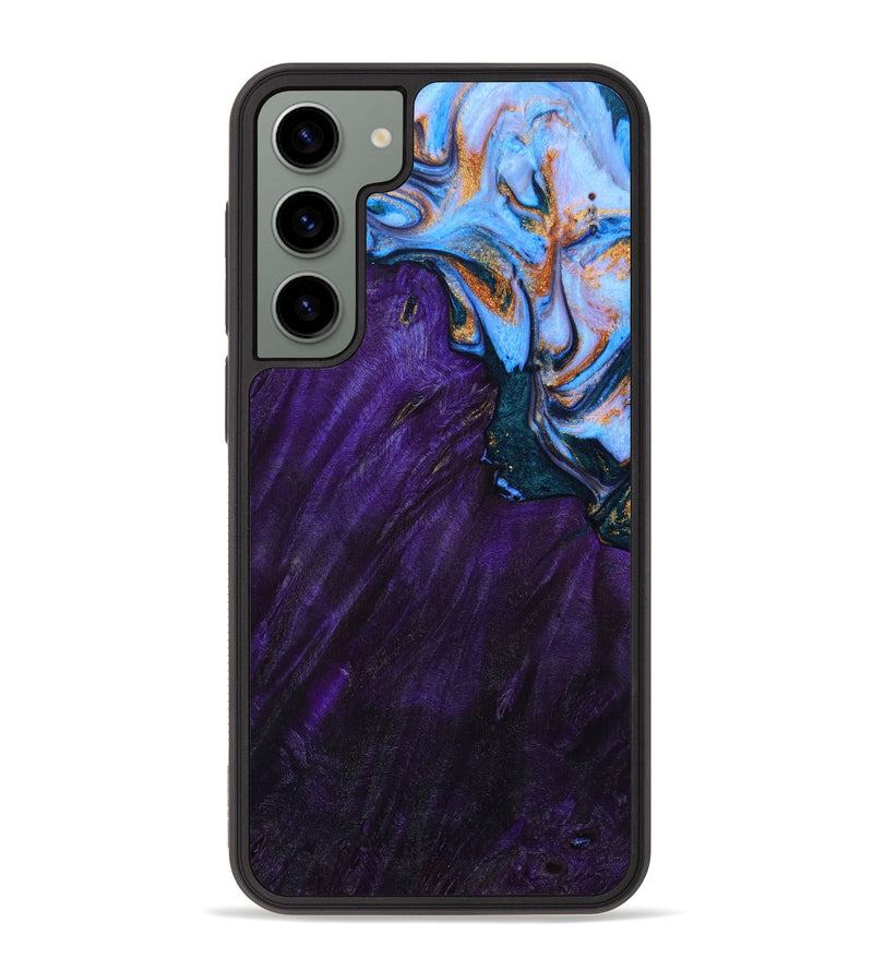 Galaxy S23 Plus Wood+Resin Phone Case - Jeremy (Teal & Gold, 645708)