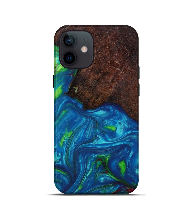 iPhone 12 mini Wood+Resin Live Edge Phone Case - Makena (Light Blue, 610615)