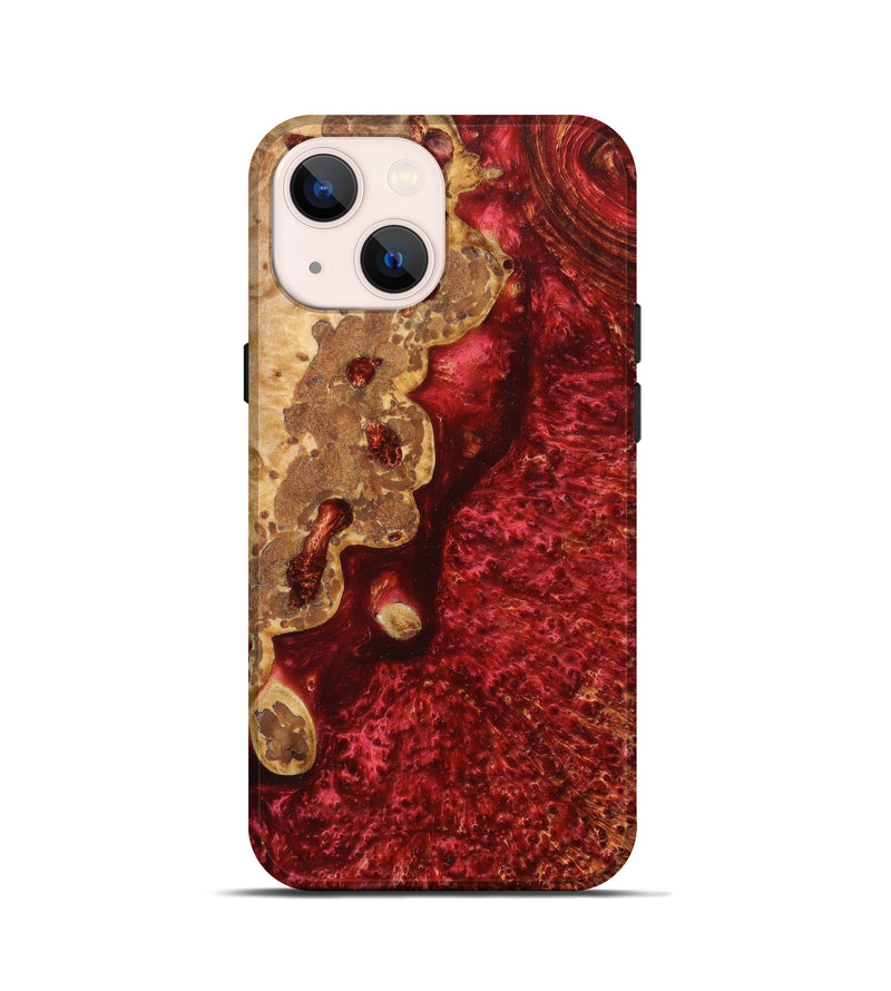 iPhone 13 mini Wood+Resin Live Edge Phone Case - Jenifer (Red, 634884)