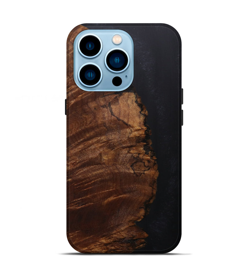 iPhone 14 Pro Wood+Resin Live Edge Phone Case - Aldo (Pure Black, 596626)