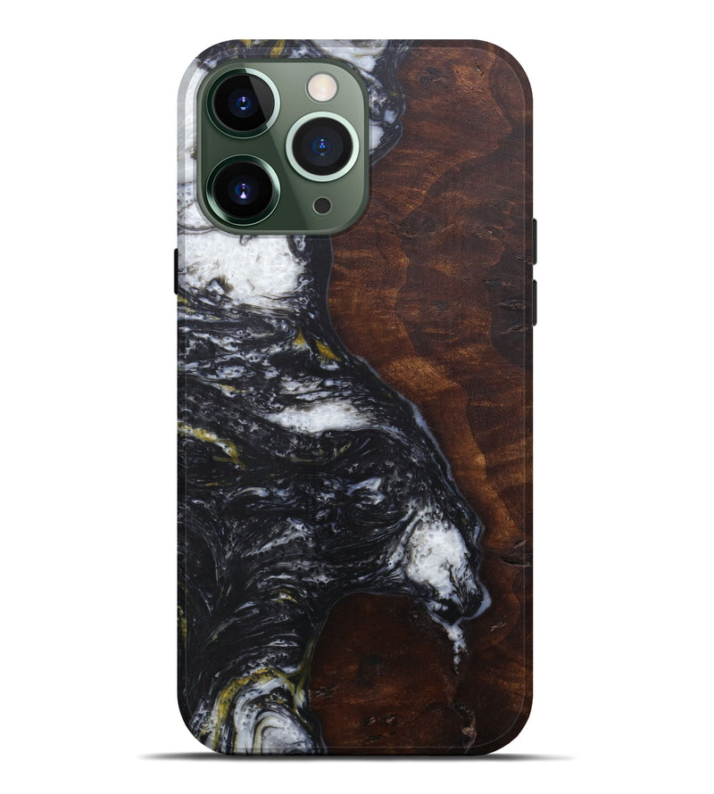 iPhone 13 Pro Max Wood+Resin Live Edge Phone Case - Vilis (Black & White, 588026)