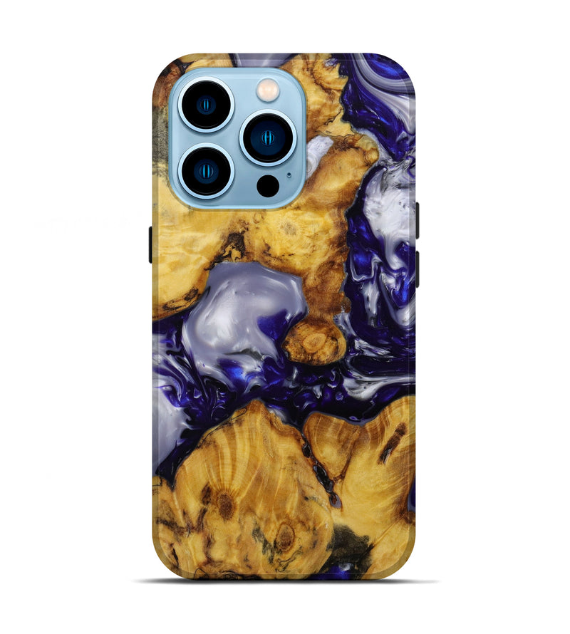 iPhone 14 Pro Wood+Resin Live Edge Phone Case - Robert (Blue, 645007)