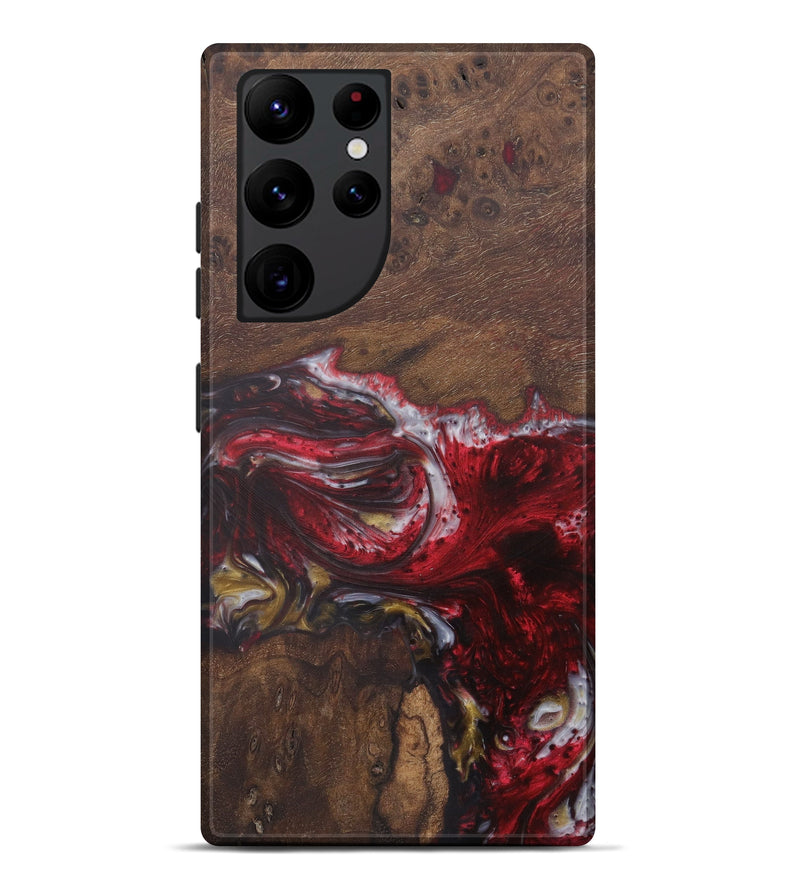 Galaxy S22 Ultra Wood+Resin Live Edge Phone Case - Shanna (Dark Red, 579189)