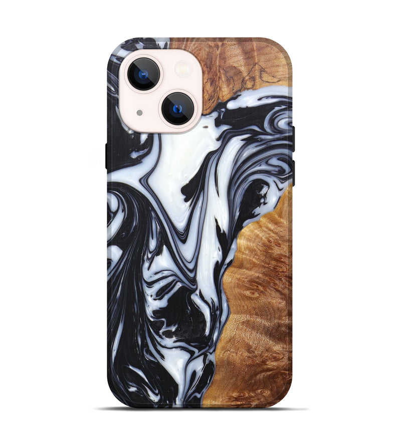 iPhone 14 Wood+Resin Live Edge Phone Case - Kazuyuki (Black & White, 606824)