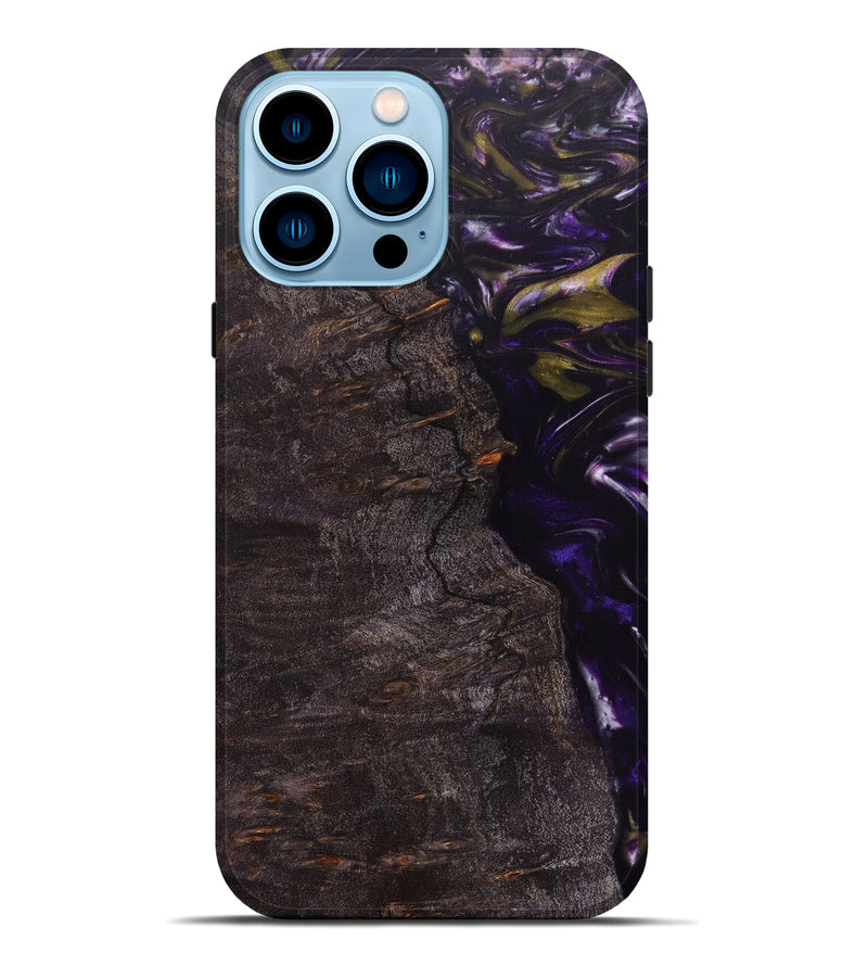 iPhone 14 Pro Max Wood+Resin Live Edge Phone Case - Saige (Purple, 623579)