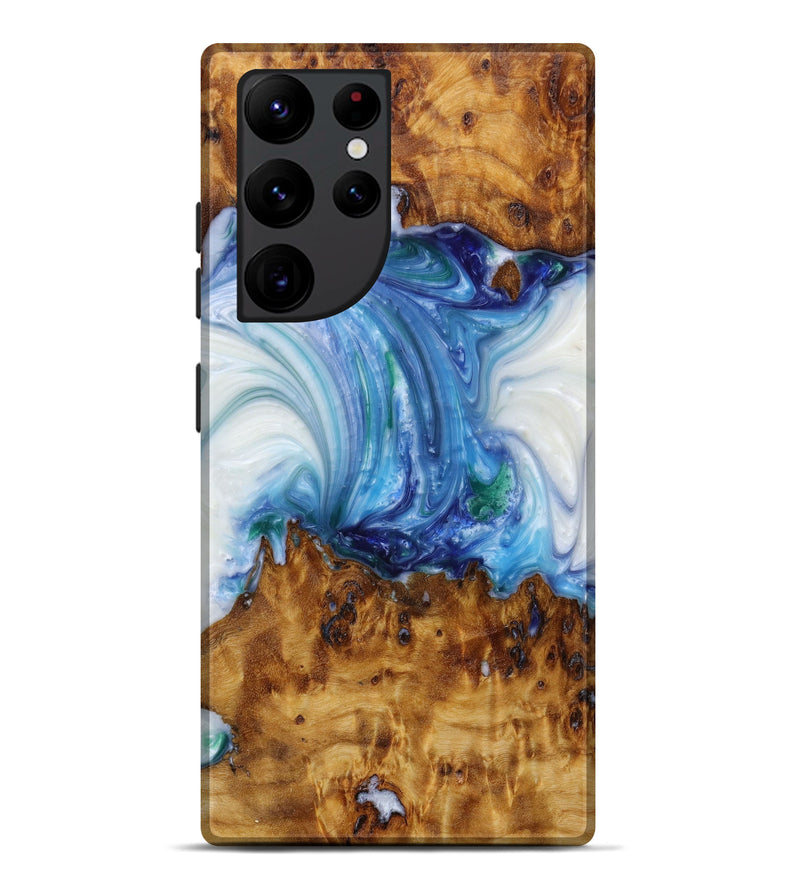 Galaxy S22 Ultra Wood+Resin Live Edge Phone Case - Gaye (Light Blue, 610627)
