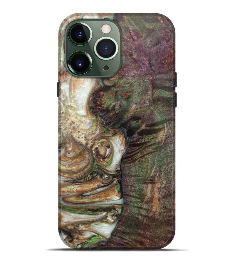 iPhone 13 Pro Max Wood+Resin Live Edge Phone Case - Ronald (Dark Green, 597364)