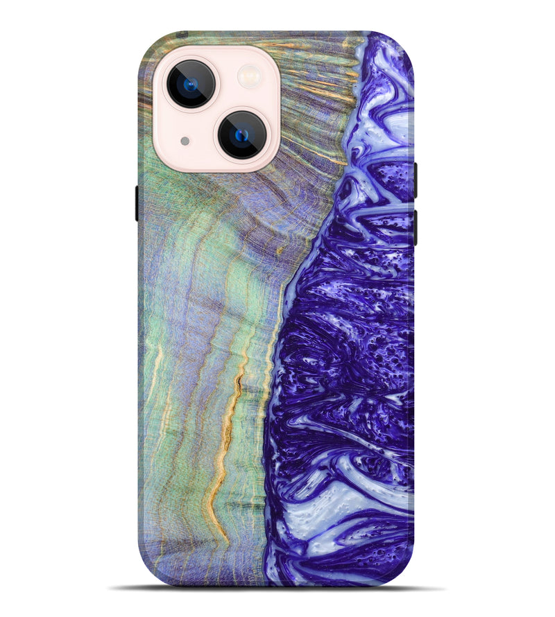 iPhone 14 Plus Wood+Resin Live Edge Phone Case - Isahella (Purple, 607153)