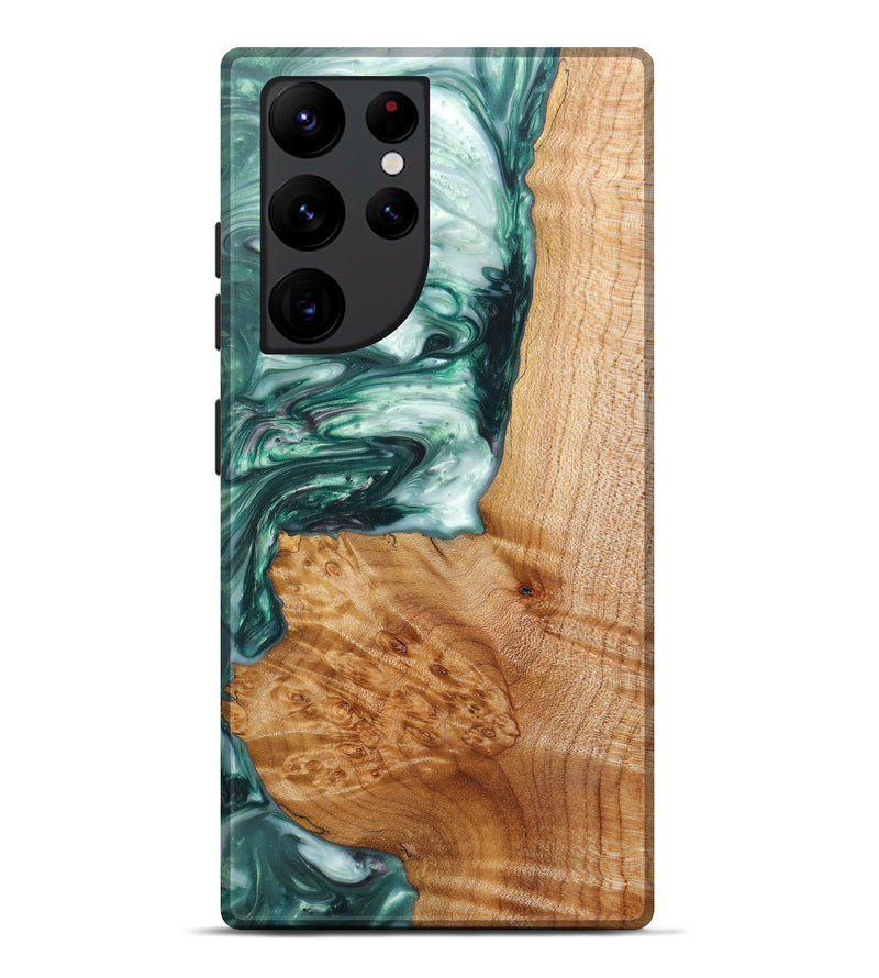 Galaxy S22 Ultra Wood+Resin Live Edge Phone Case - Iteam (Dark Green, 607128)
