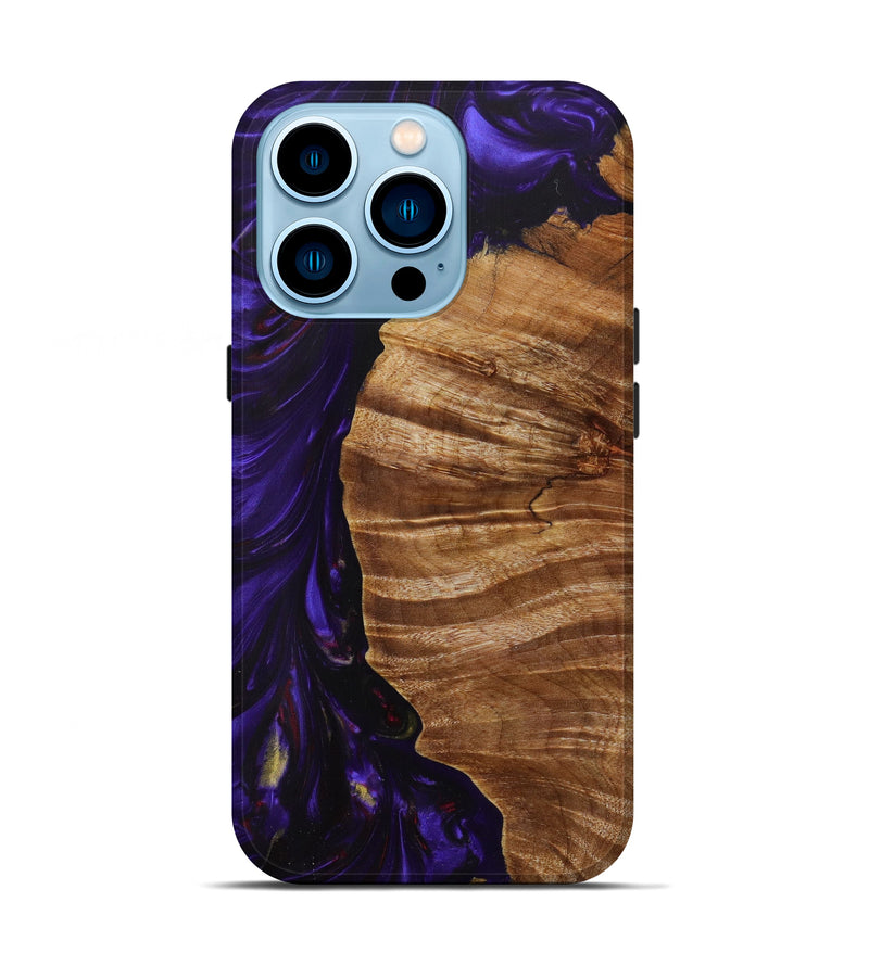 iPhone 14 Pro Wood+Resin Live Edge Phone Case - Avani (Purple, 623143)