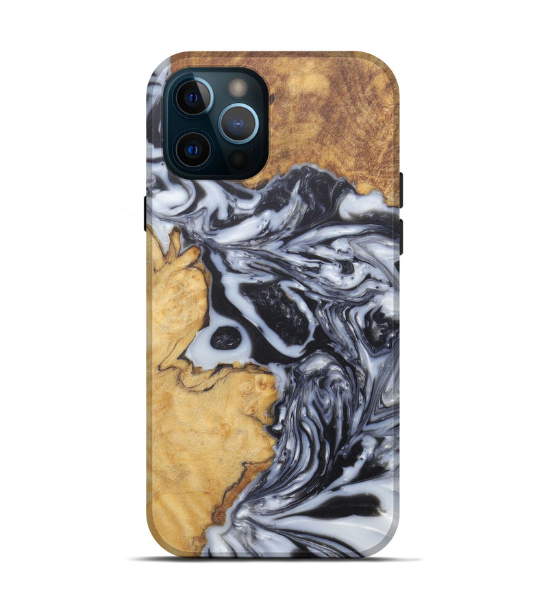 iPhone 12 Pro Wood+Resin Live Edge Phone Case - Kimberlyn (Black & White, 574899)