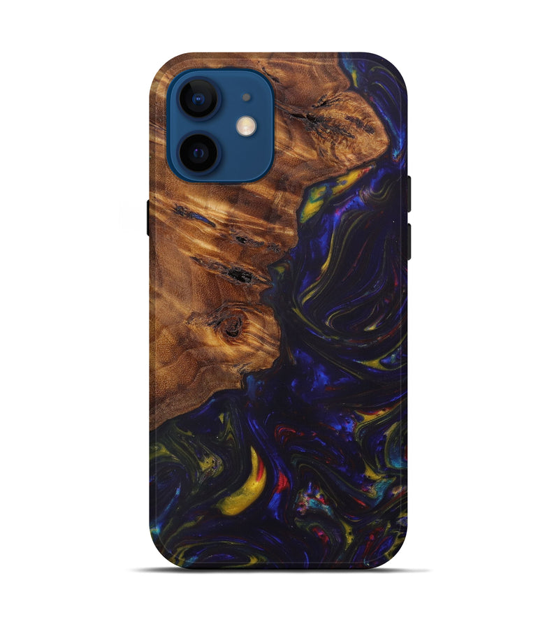 iPhone 12 Wood+Resin Live Edge Phone Case - Simeon (Dark Blue, 604583)