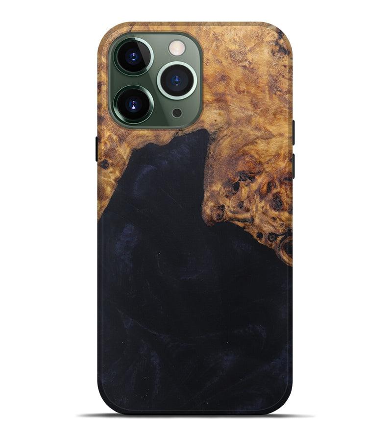 iPhone 13 Pro Max Wood+Resin Live Edge Phone Case - Edwin (Pure Black, 608621)
