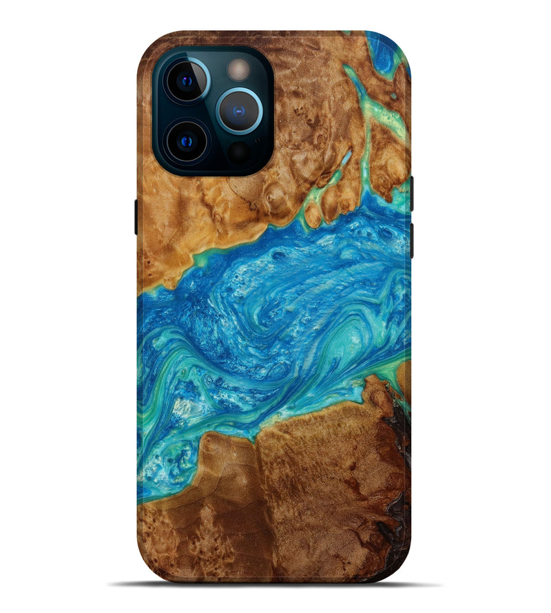 iPhone 12 Pro Max Wood+Resin Live Edge Phone Case - Royalty (Blue, 642672)