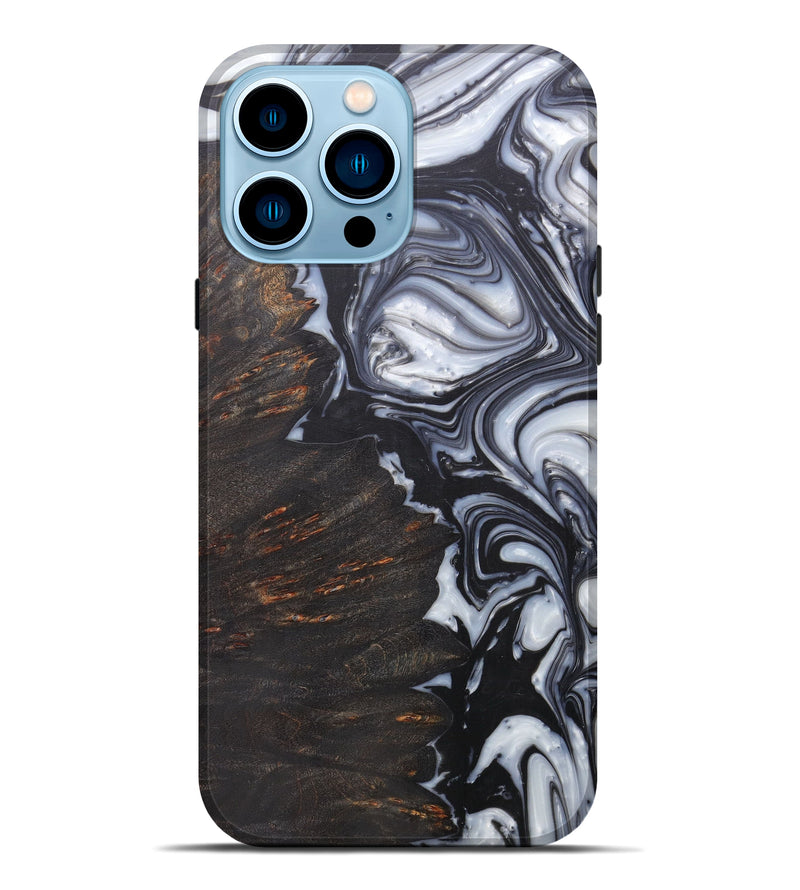 iPhone 14 Pro Max Wood+Resin Live Edge Phone Case - Franka (Black & White, 593751)