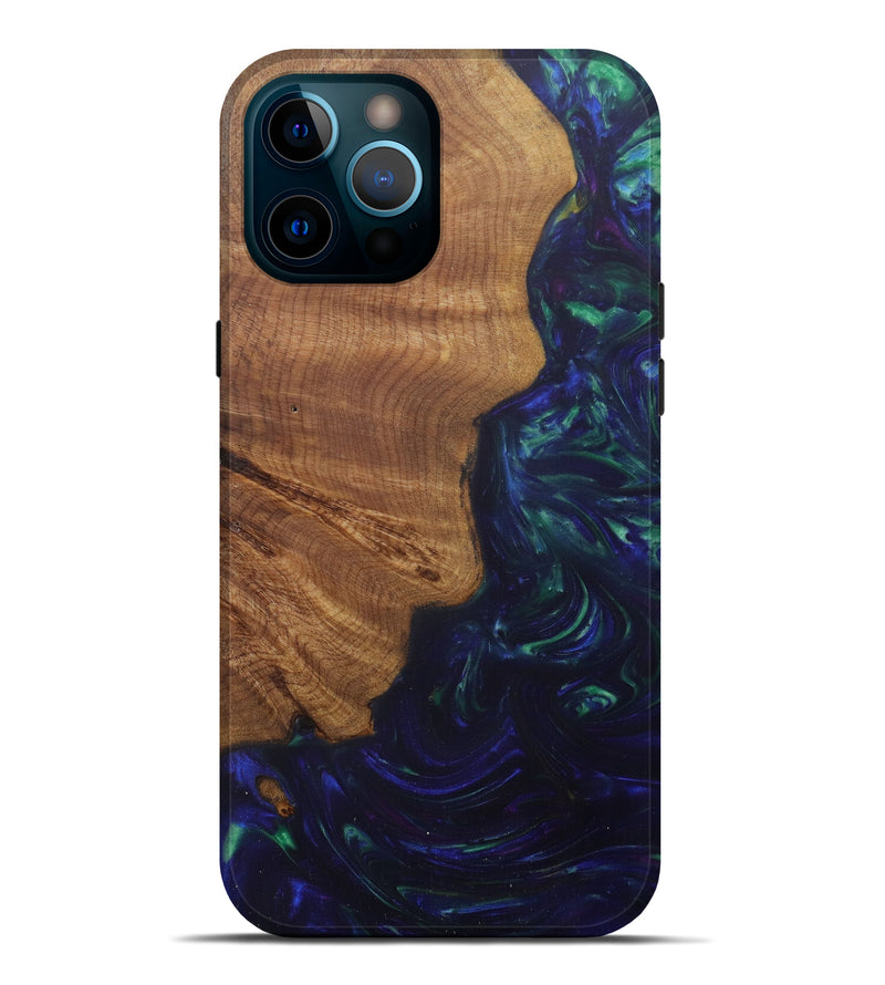 iPhone 12 Pro Max Wood+Resin Live Edge Phone Case - Karola (Dark Blue, 594838)