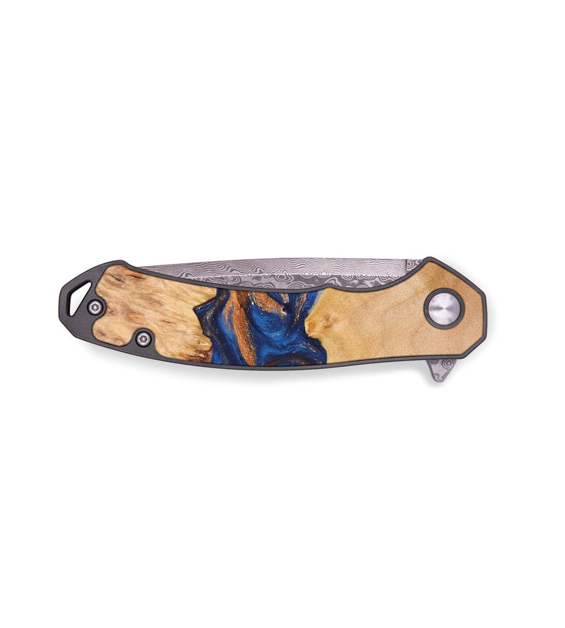 EDC Wood+Resin Pocket Knife - Ariyah (Teal & Gold, 639975)