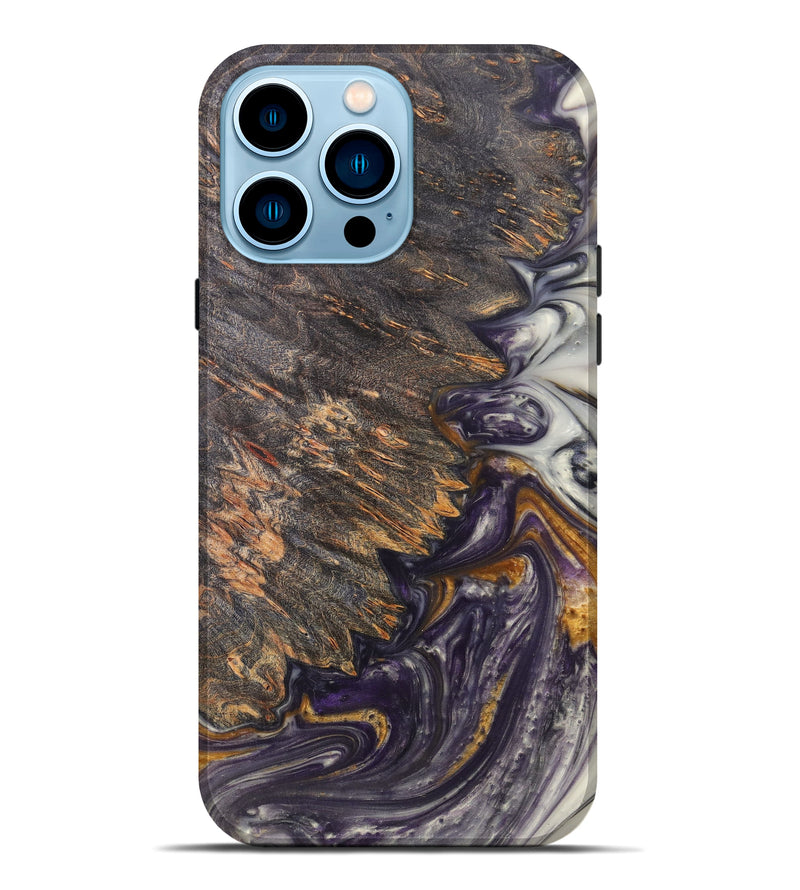 iPhone 14 Pro Max Wood+Resin Live Edge Phone Case - Kana (Purple, 607163)